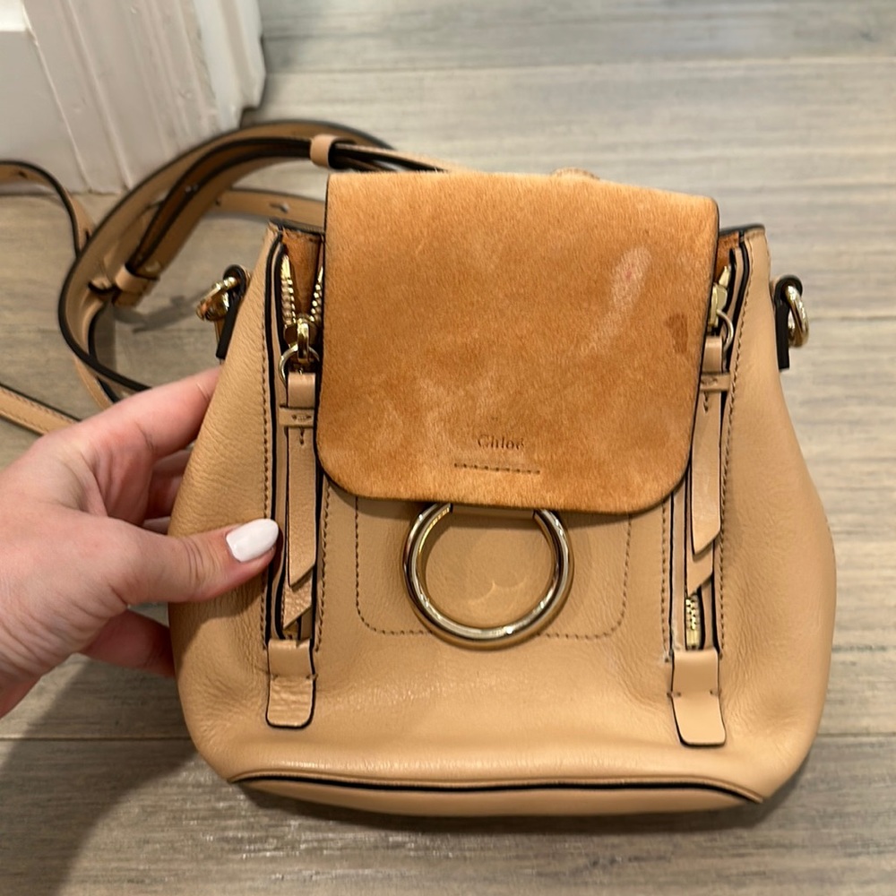 Chloe Tan Leather and Suede Mini Backpack